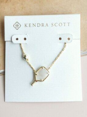Kendra Scott Pickleball Necklace Ivory Mother-of-Pearl Gold